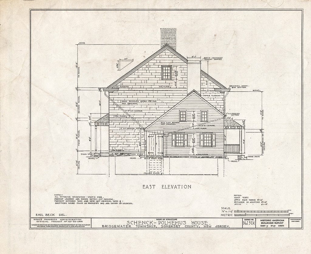 Blueprint HABS NJ,18-BOUB.V,3- (Sheet 7 of 17) - Schenck-Polhemus House, Easton Turnpike Road, Bound Brook, Somerset County, NJ