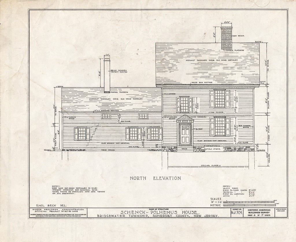 Blueprint HABS NJ,18-BOUB.V,3- (Sheet 8 of 17) - Schenck-Polhemus House, Easton Turnpike Road, Bound Brook, Somerset County, NJ