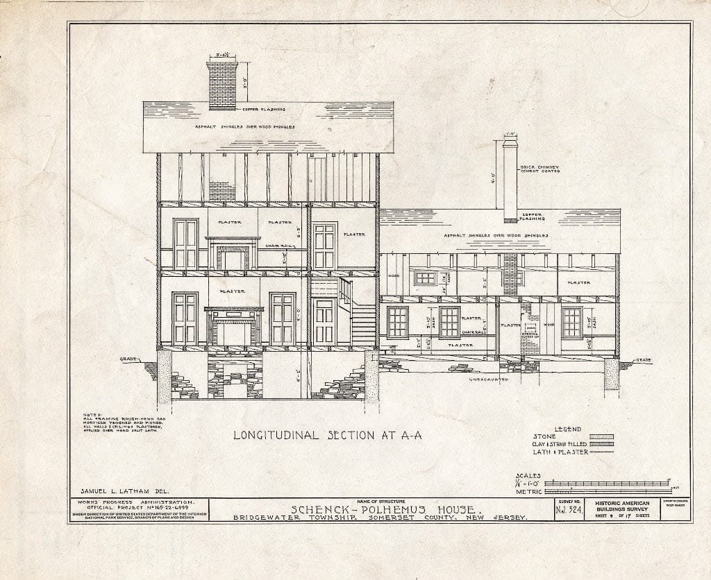 Blueprint HABS NJ,18-BOUB.V,3- (Sheet 9 of 17) - Schenck-Polhemus House, Easton Turnpike Road, Bound Brook, Somerset County, NJ