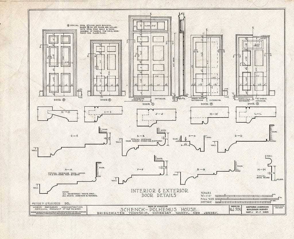 Blueprint HABS NJ,18-BOUB.V,3- (Sheet 11 of 17) - Schenck-Polhemus House, Easton Turnpike Road, Bound Brook, Somerset County, NJ