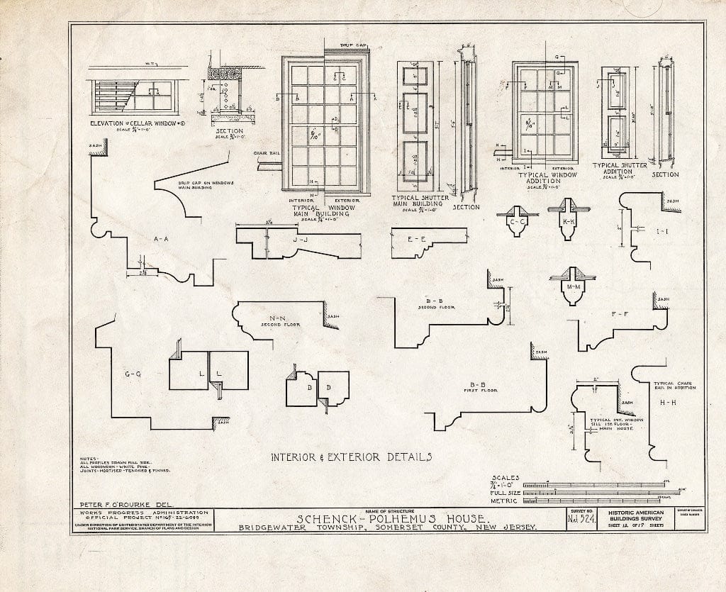 Blueprint HABS NJ,18-BOUB.V,3- (Sheet 12 of 17) - Schenck-Polhemus House, Easton Turnpike Road, Bound Brook, Somerset County, NJ