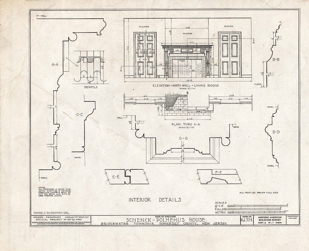 Blueprint HABS NJ,18-BOUB.V,3- (Sheet 14 of 17) - Schenck-Polhemus House, Easton Turnpike Road, Bound Brook, Somerset County, NJ