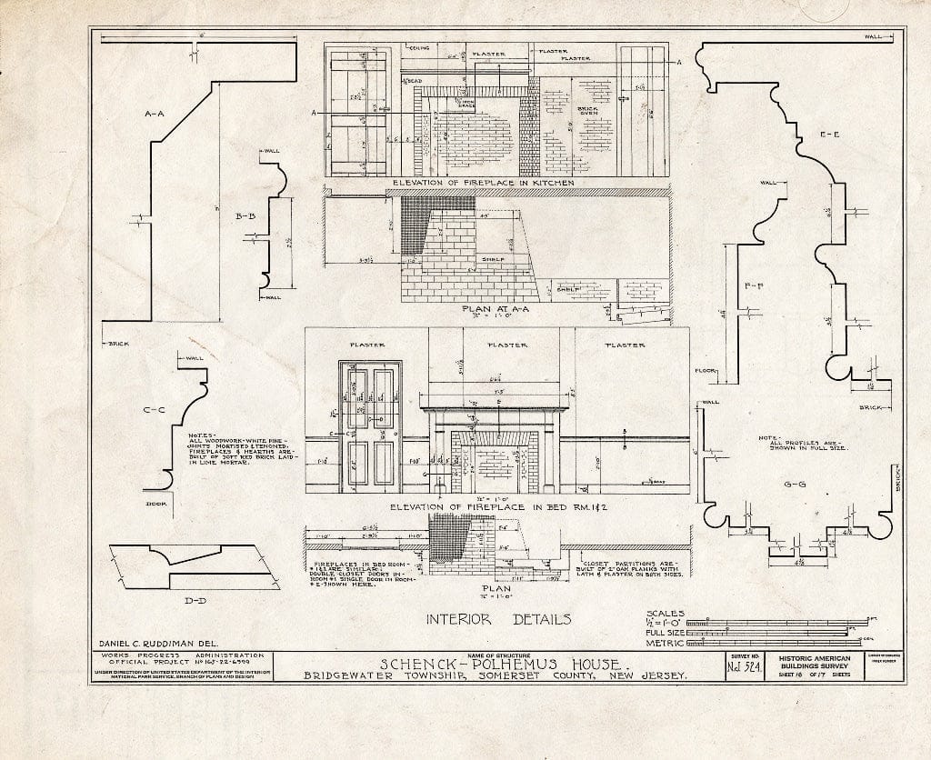 Blueprint HABS NJ,18-BOUB.V,3- (Sheet 16 of 17) - Schenck-Polhemus House, Easton Turnpike Road, Bound Brook, Somerset County, NJ