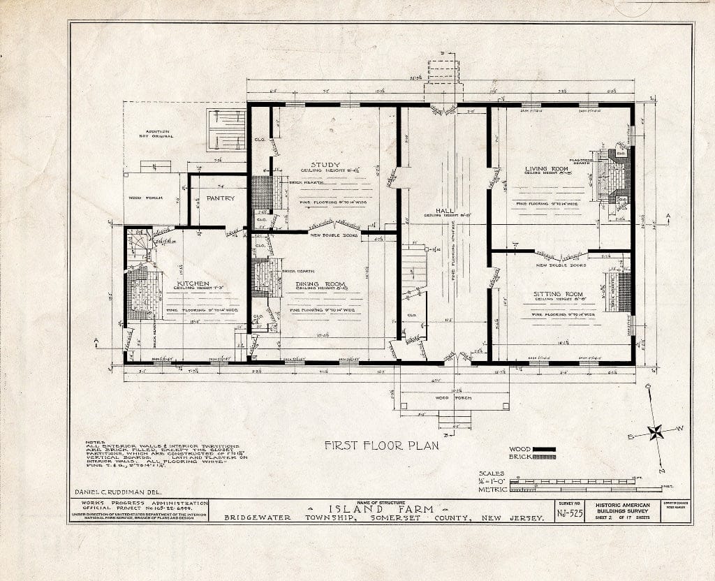 Blueprint HABS NJ,18-BOUB.V,4- (Sheet 2 of 17) - Smock-Hodge House, Bound Brook, Somerset County, NJ