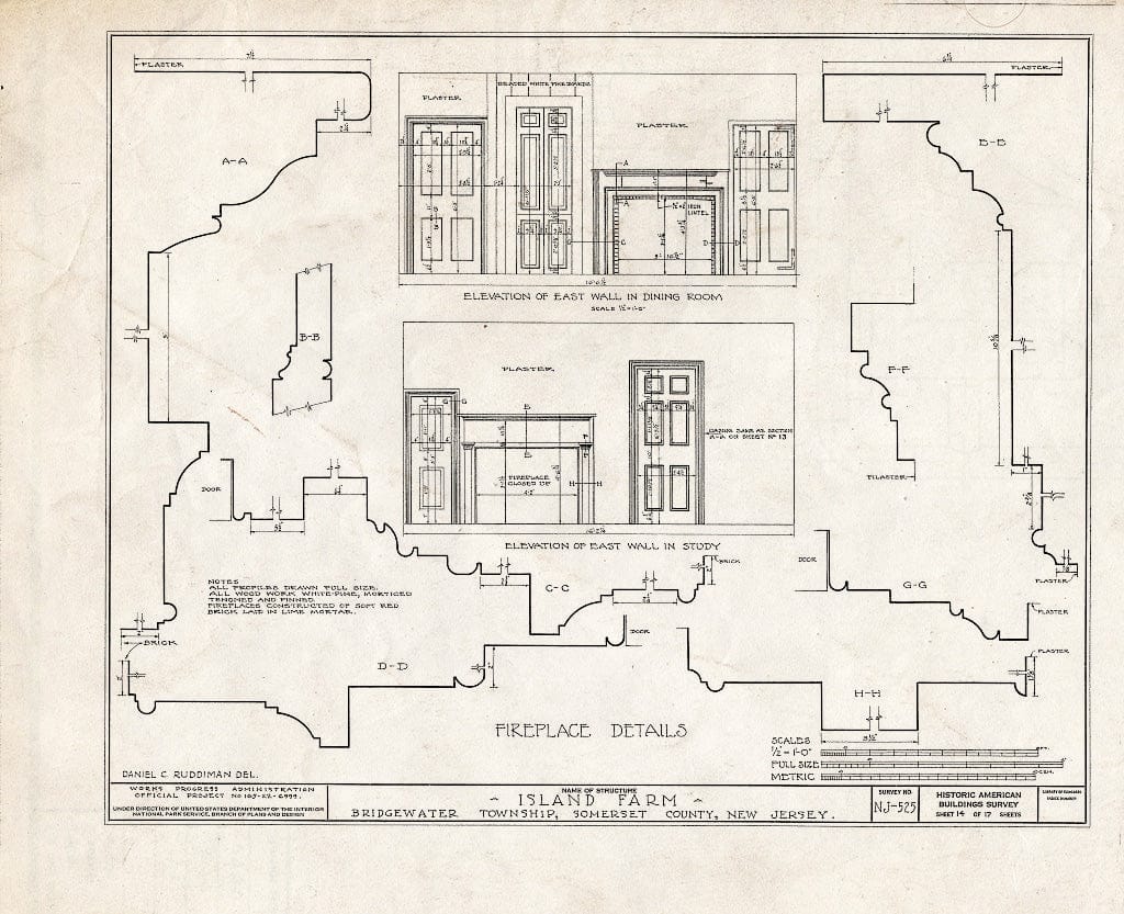 Blueprint HABS NJ,18-BOUB.V,4- (Sheet 14 of 17) - Smock-Hodge House, Bound Brook, Somerset County, NJ