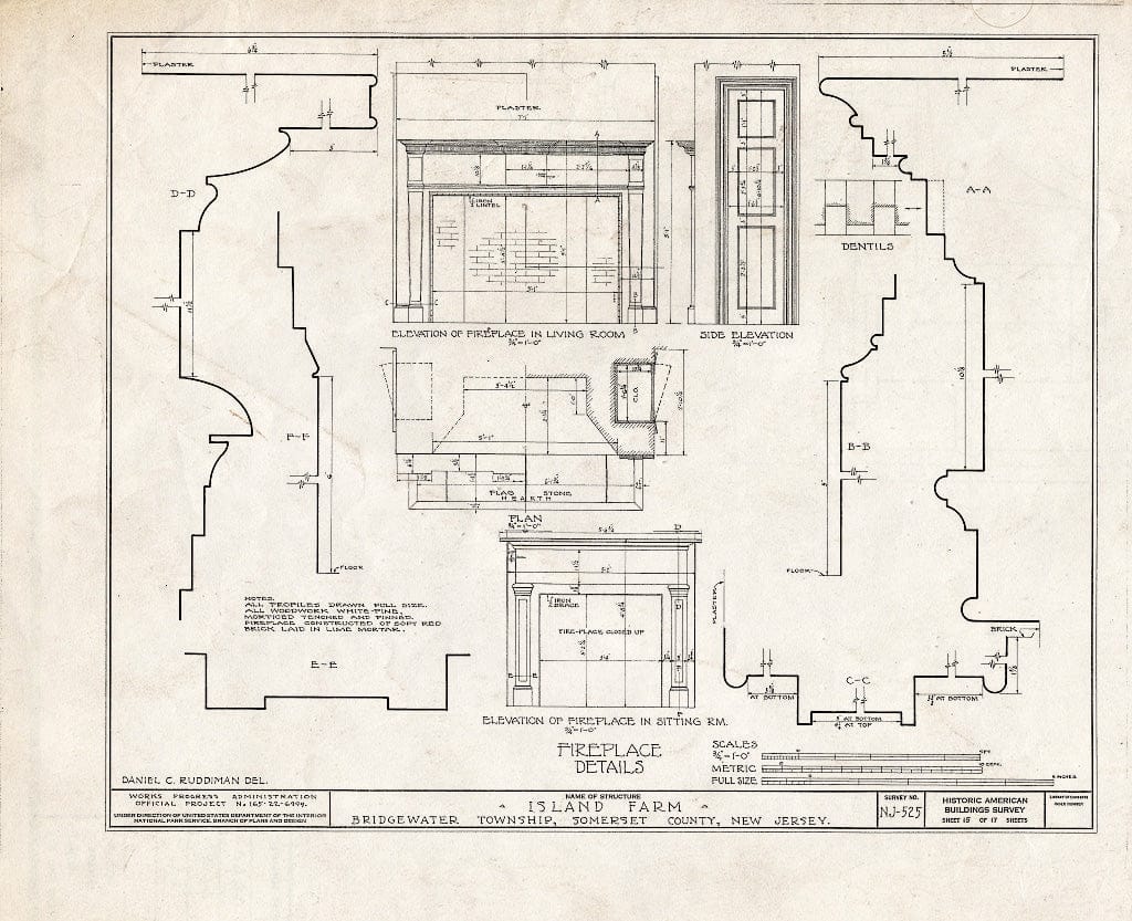 Blueprint HABS NJ,18-BOUB.V,4- (Sheet 15 of 17) - Smock-Hodge House, Bound Brook, Somerset County, NJ