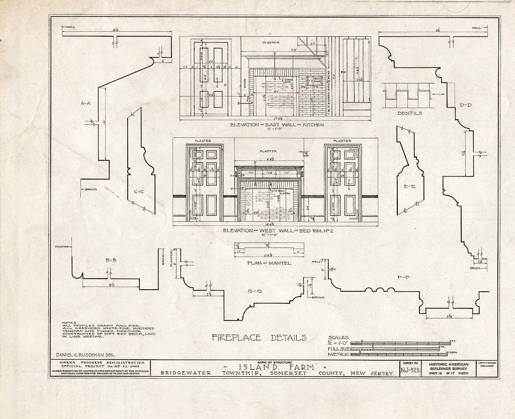 Blueprint HABS NJ,18-BOUB.V,4- (Sheet 16 of 17) - Smock-Hodge House, Bound Brook, Somerset County, NJ