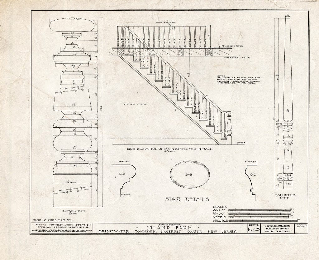 Blueprint HABS NJ,18-BOUB.V,4- (Sheet 17 of 17) - Smock-Hodge House, Bound Brook, Somerset County, NJ