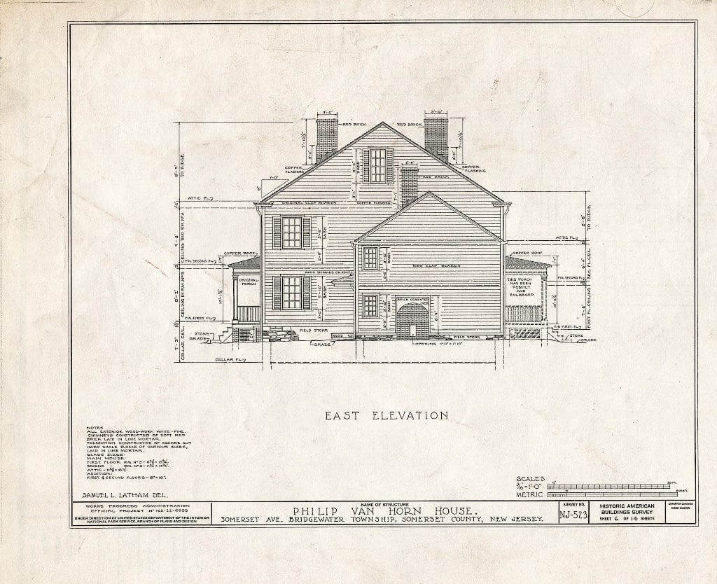 Blueprint HABS NJ,18-BOUB.V,2- (Sheet 6 of 14) - Philip Van Horn House, Somerset Avenue, Bound Brook, Somerset County, NJ