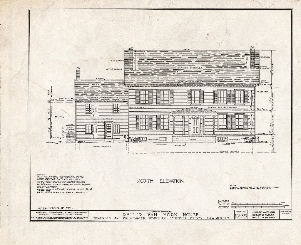 Blueprint HABS NJ,18-BOUB.V,2- (Sheet 8 of 14) - Philip Van Horn House, Somerset Avenue, Bound Brook, Somerset County, NJ