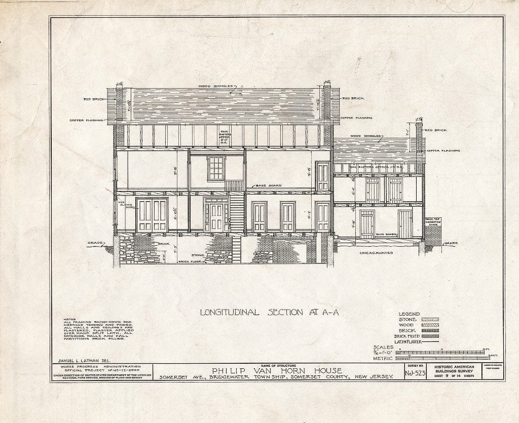 Blueprint HABS NJ,18-BOUB.V,2- (Sheet 9 of 14) - Philip Van Horn House, Somerset Avenue, Bound Brook, Somerset County, NJ
