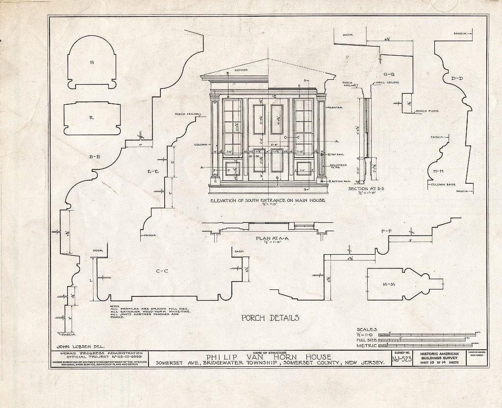 Blueprint HABS NJ,18-BOUB.V,2- (Sheet 10 of 14) - Philip Van Horn House, Somerset Avenue, Bound Brook, Somerset County, NJ
