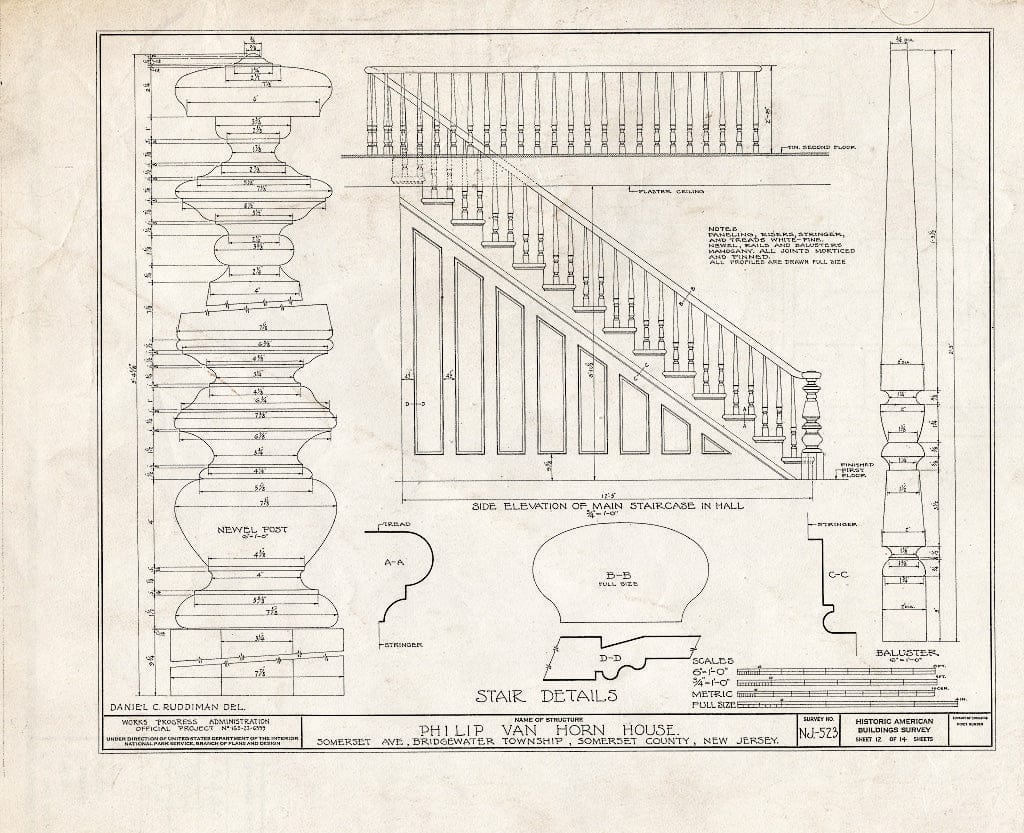 Blueprint HABS NJ,18-BOUB.V,2- (Sheet 12 of 14) - Philip Van Horn House, Somerset Avenue, Bound Brook, Somerset County, NJ
