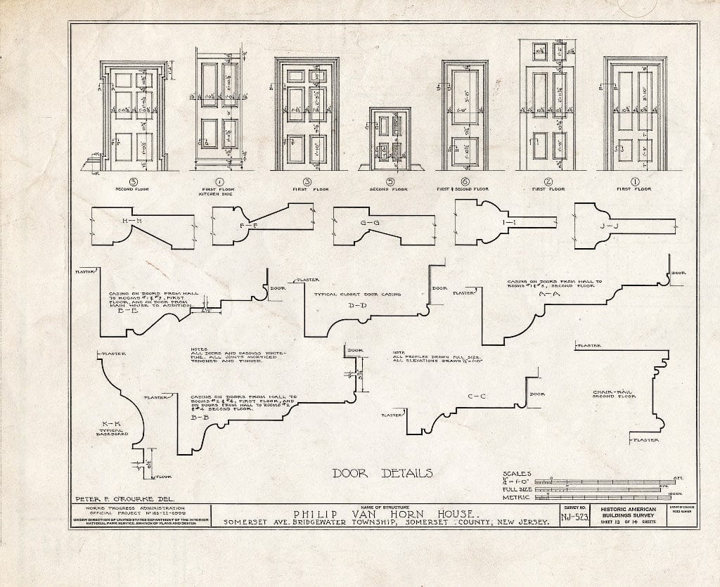 Blueprint HABS NJ,18-BOUB.V,2- (Sheet 13 of 14) - Philip Van Horn House, Somerset Avenue, Bound Brook, Somerset County, NJ