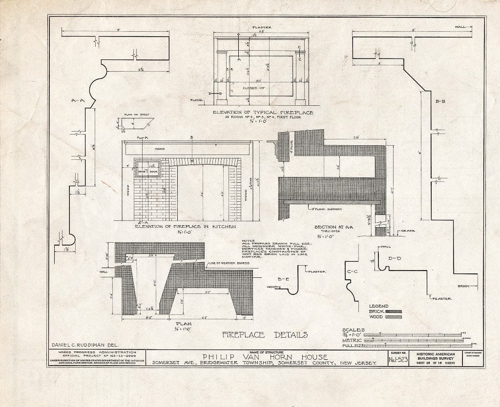 Blueprint HABS NJ,18-BOUB.V,2- (Sheet 14 of 14) - Philip Van Horn House, Somerset Avenue, Bound Brook, Somerset County, NJ