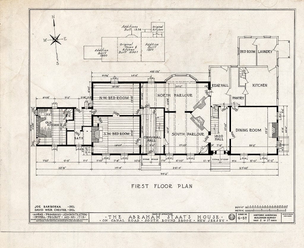 Blueprint HABS NJ,18-BOUBS,1- (Sheet 2 of 17) - Abraham Staats House, Canal Road (165 Main Street), South Bound Brook, Somerset County, NJ