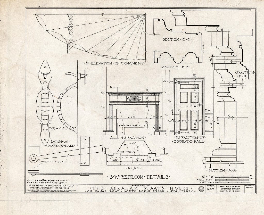 Blueprint HABS NJ,18-BOUBS,1- (Sheet 6 of 17) - Abraham Staats House, Canal Road (165 Main Street), South Bound Brook, Somerset County, NJ