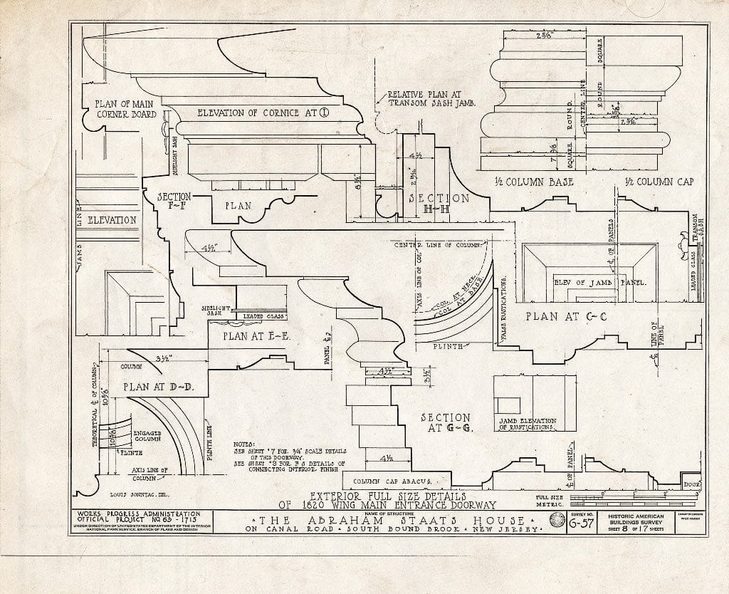 Blueprint HABS NJ,18-BOUBS,1- (Sheet 8 of 17) - Abraham Staats House, Canal Road (165 Main Street), South Bound Brook, Somerset County, NJ