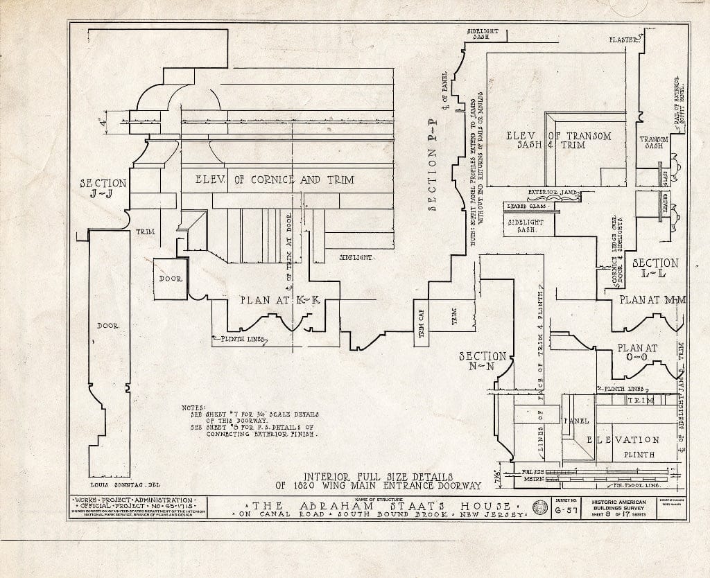 Blueprint HABS NJ,18-BOUBS,1- (Sheet 9 of 17) - Abraham Staats House, Canal Road (165 Main Street), South Bound Brook, Somerset County, NJ
