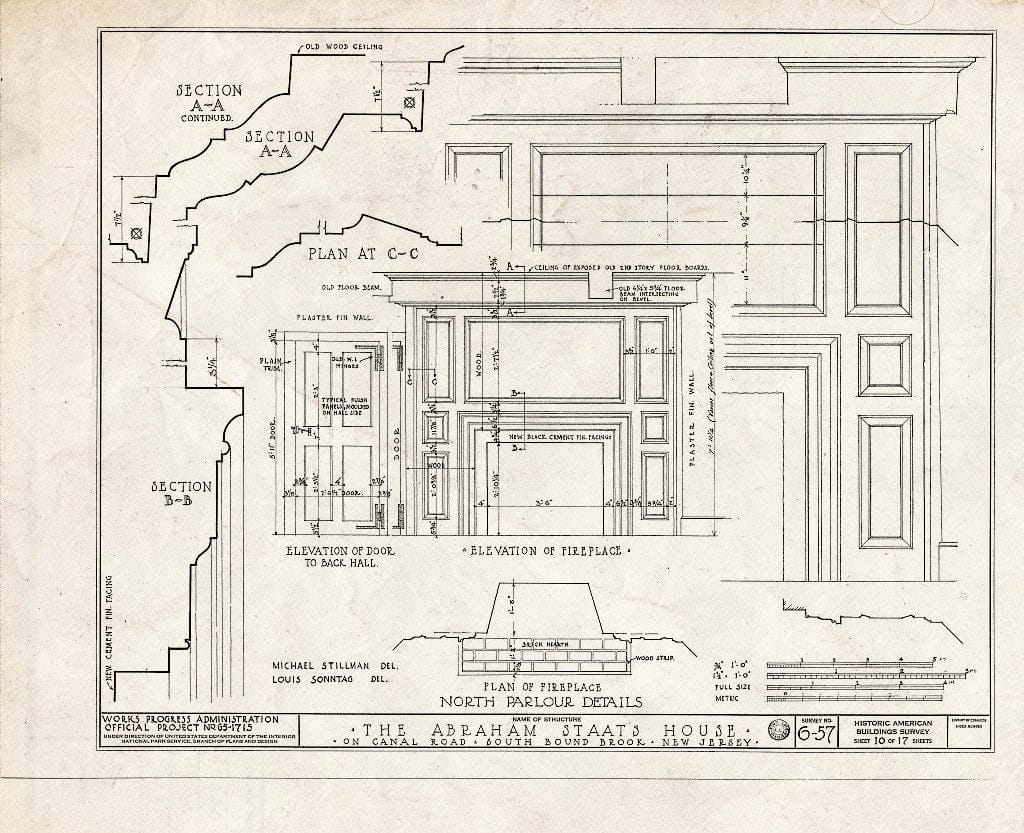 Blueprint HABS NJ,18-BOUBS,1- (Sheet 10 of 17) - Abraham Staats House, Canal Road (165 Main Street), South Bound Brook, Somerset County, NJ
