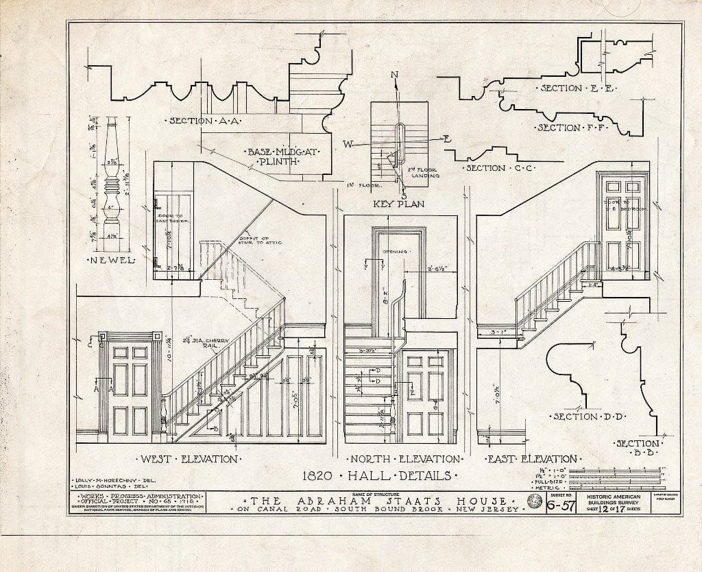 Blueprint HABS NJ,18-BOUBS,1- (Sheet 12 of 17) - Abraham Staats House, Canal Road (165 Main Street), South Bound Brook, Somerset County, NJ