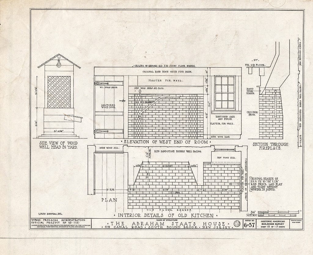 Blueprint HABS NJ,18-BOUBS,1- (Sheet 15 of 17) - Abraham Staats House, Canal Road (165 Main Street), South Bound Brook, Somerset County, NJ
