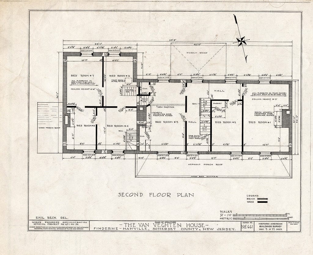 Blueprint HABS NJ,18-FIND.V,1- (Sheet 3 of 12) - Van Veghten House, Finderne, Somerset County, NJ