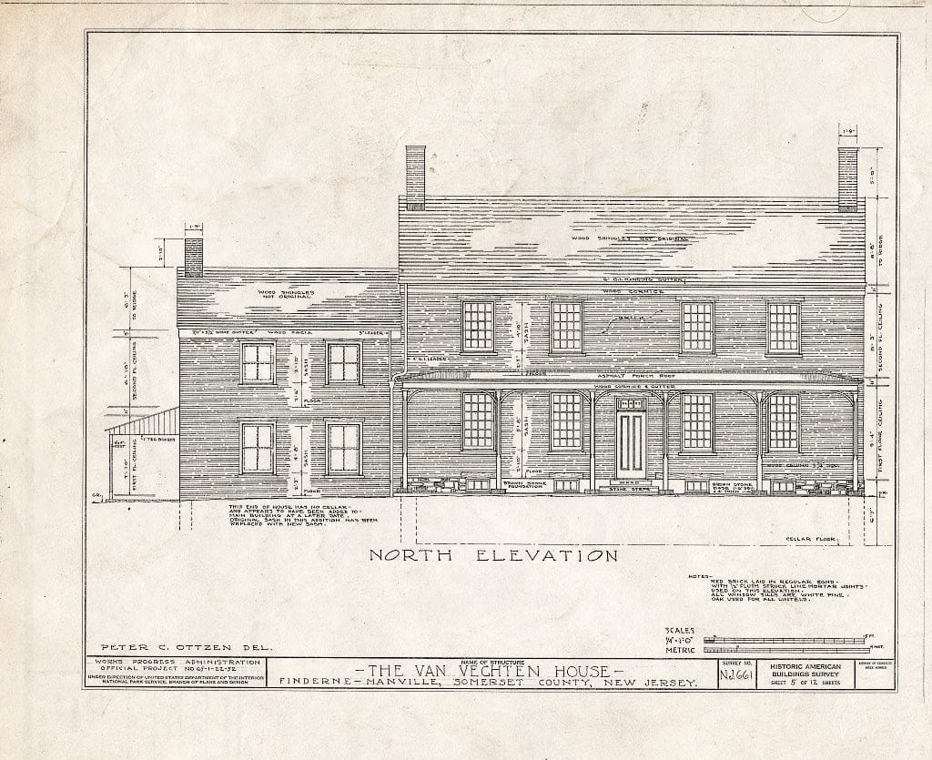 Blueprint HABS NJ,18-FIND.V,1- (Sheet 5 of 12) - Van Veghten House, Finderne, Somerset County, NJ