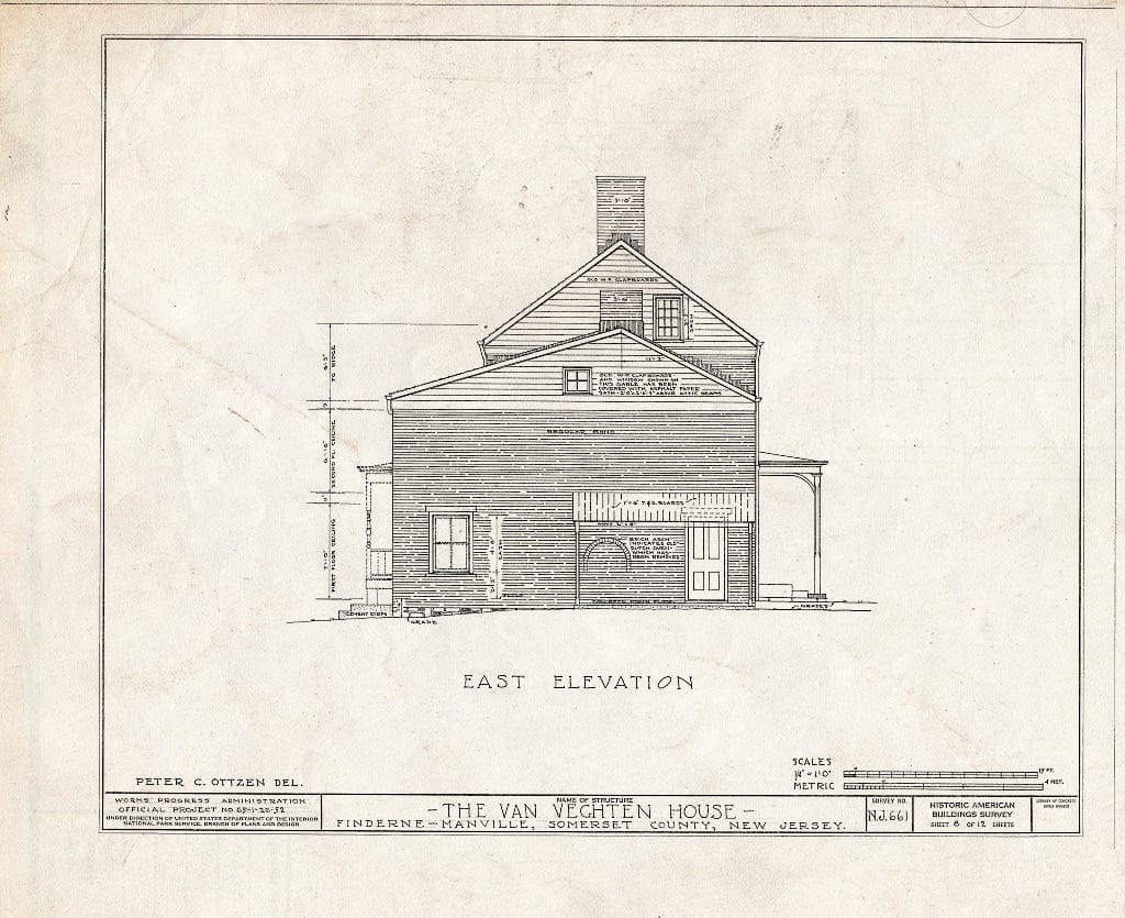 Blueprint HABS NJ,18-FIND.V,1- (Sheet 8 of 12) - Van Veghten House, Finderne, Somerset County, NJ
