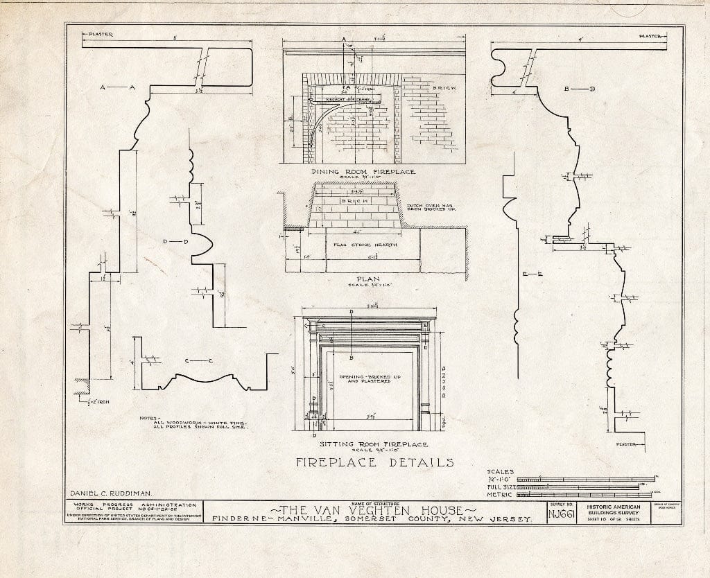Blueprint HABS NJ,18-FIND.V,1- (Sheet 10 of 12) - Van Veghten House, Finderne, Somerset County, NJ