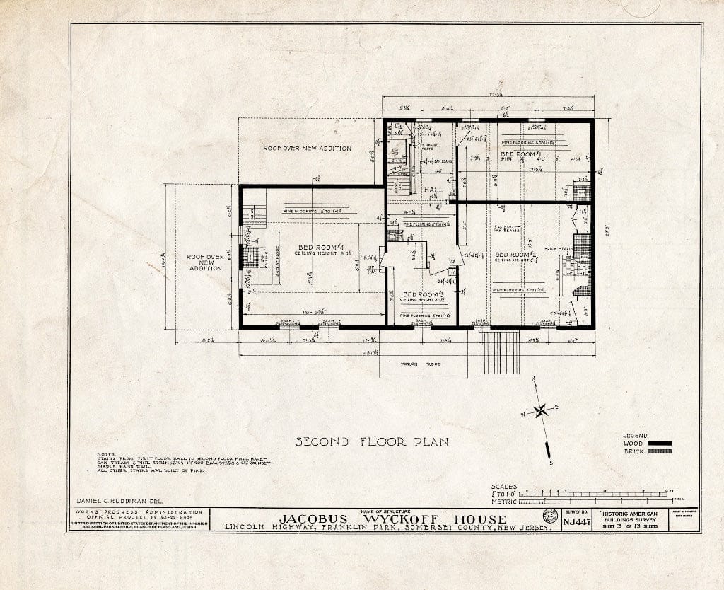 Blueprint HABS NJ,18-,1- (Sheet 3 of 13) - Jacobus Wyckoff House, Lincoln Highway (Countyline Road), Somerset, Somerset County, NJ