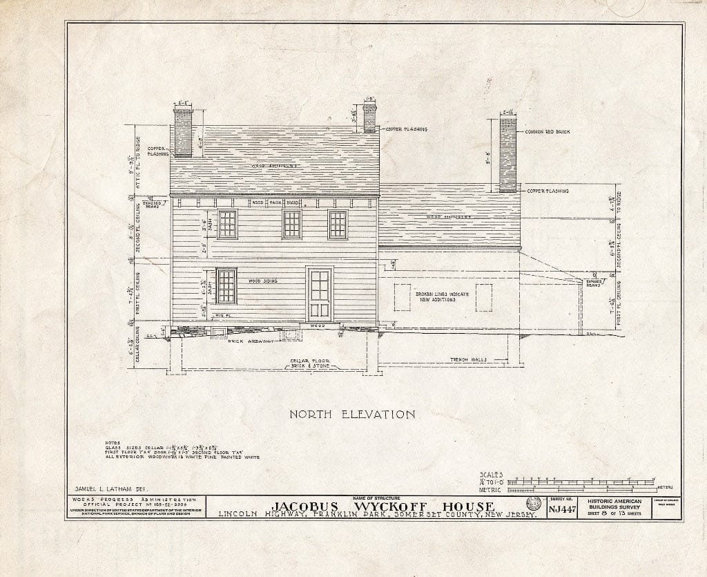 Blueprint HABS NJ,18-,1- (Sheet 8 of 13) - Jacobus Wyckoff House, Lincoln Highway (Countyline Road), Somerset, Somerset County, NJ