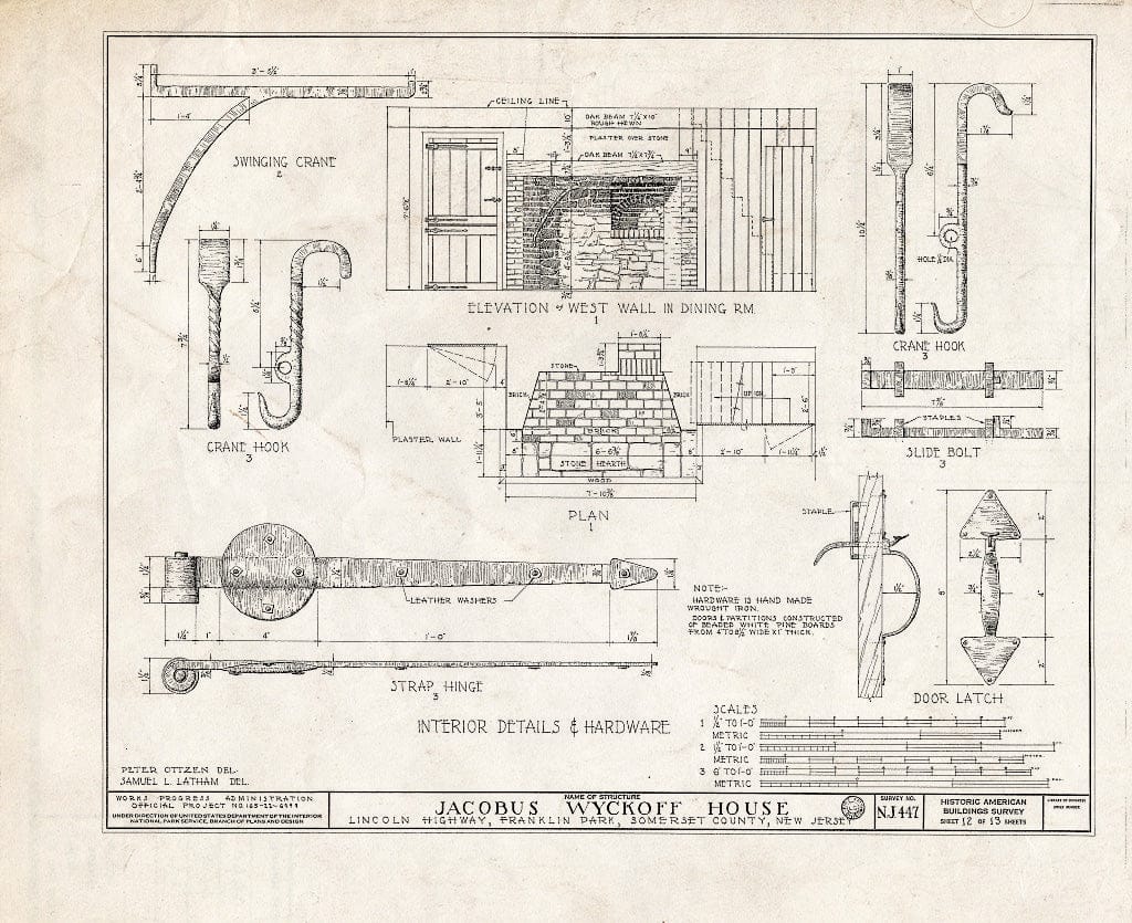 Blueprint HABS NJ,18-,1- (Sheet 12 of 13) - Jacobus Wyckoff House, Lincoln Highway (Countyline Road), Somerset, Somerset County, NJ