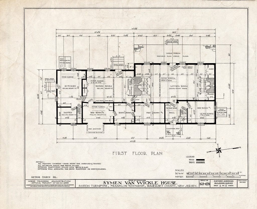 Blueprint HABS NJ,18-BOUB.V,1- (Sheet 2 of 12) - Symen Van Wickle House, Easton Turnpike, New Brunswick, Middlesex County, NJ