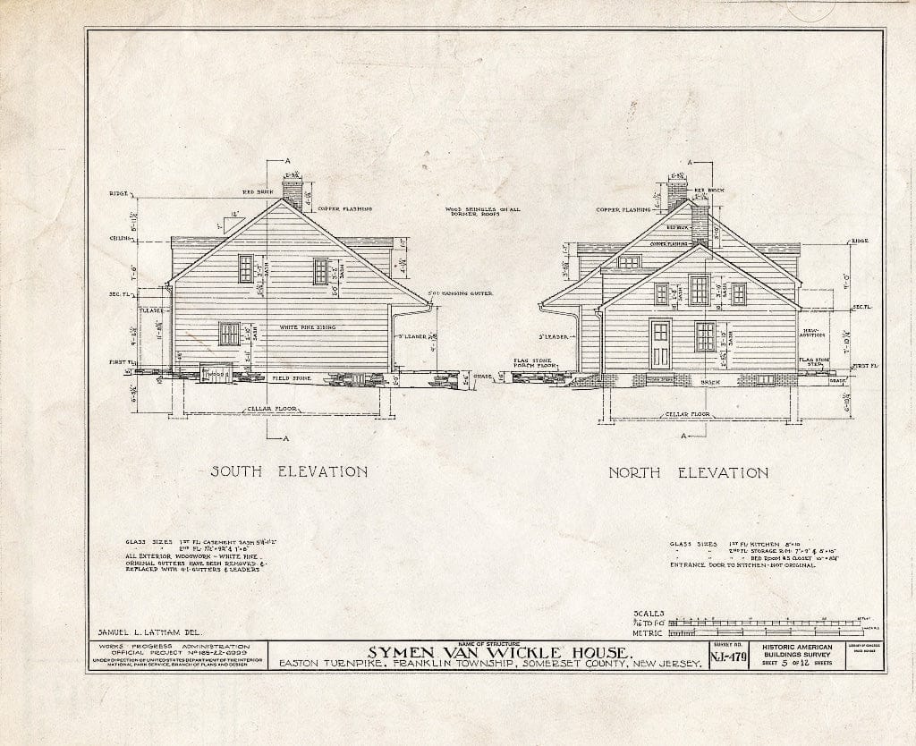 Blueprint HABS NJ,18-BOUB.V,1- (Sheet 5 of 12) - Symen Van Wickle House, Easton Turnpike, New Brunswick, Middlesex County, NJ
