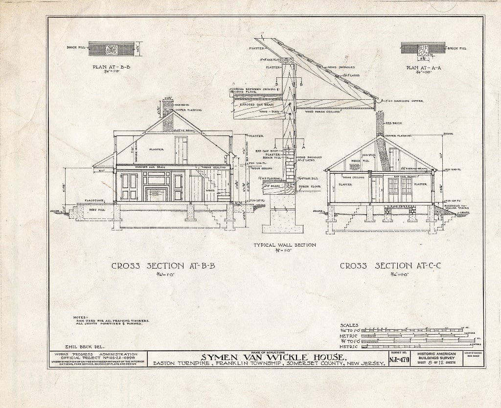 Blueprint HABS NJ,18-BOUB.V,1- (Sheet 8 of 12) - Symen Van Wickle House, Easton Turnpike, New Brunswick, Middlesex County, NJ