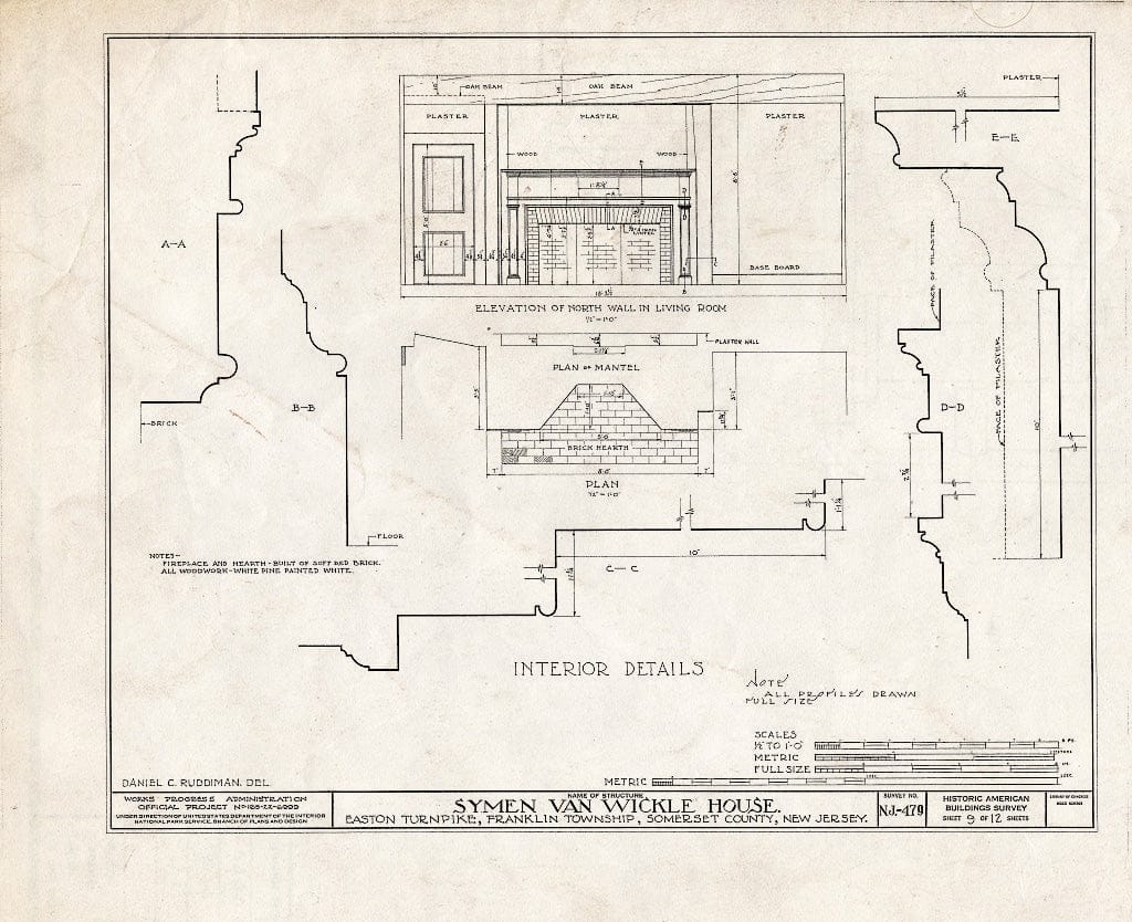 Blueprint HABS NJ,18-BOUB.V,1- (Sheet 9 of 12) - Symen Van Wickle House, Easton Turnpike, New Brunswick, Middlesex County, NJ