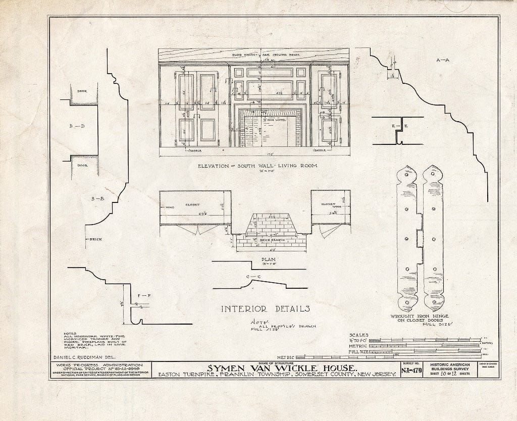 Blueprint HABS NJ,18-BOUB.V,1- (Sheet 10 of 12) - Symen Van Wickle House, Easton Turnpike, New Brunswick, Middlesex County, NJ