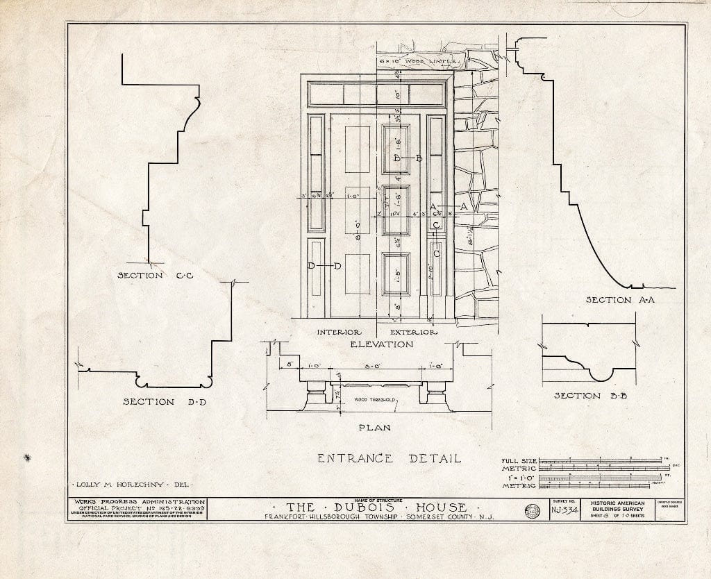 Blueprint HABS NJ,18-FRAFO,1- (Sheet 8 of 10) - Abraham Du Bois House, Frankfort, Somerset County, NJ