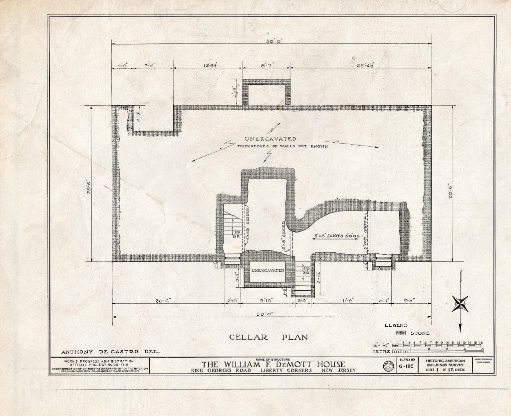 Blueprint HABS NJ,18-LIBCO,1- (Sheet 1 of 12) - William F. De Mott House, Valley Road, Liberty Corner, Somerset County, NJ