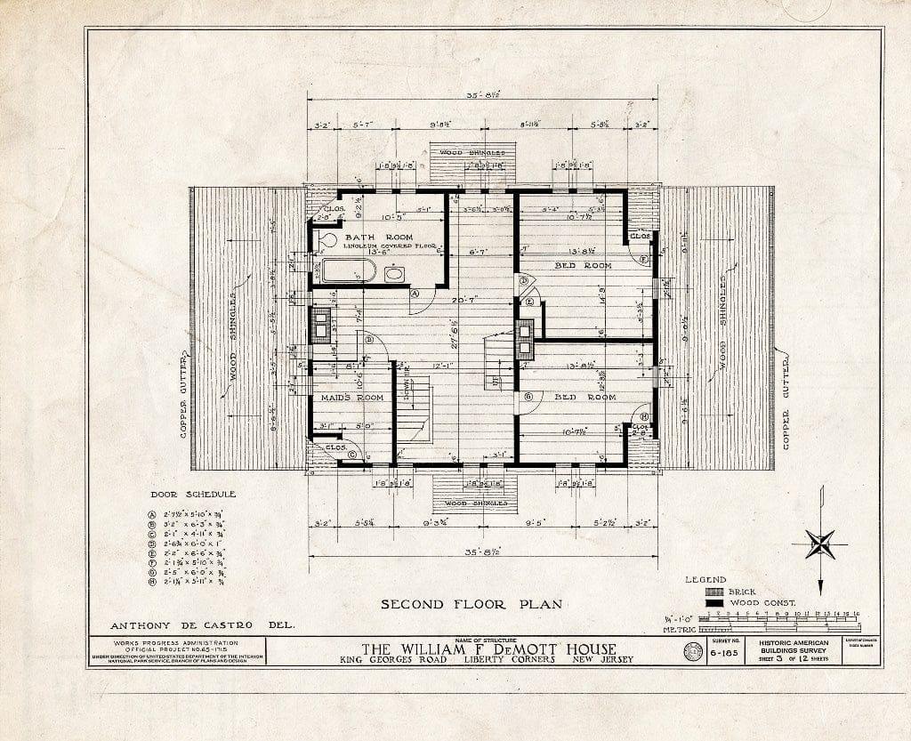 Blueprint HABS NJ,18-LIBCO,1- (Sheet 3 of 12) - William F. De Mott House, Valley Road, Liberty Corner, Somerset County, NJ