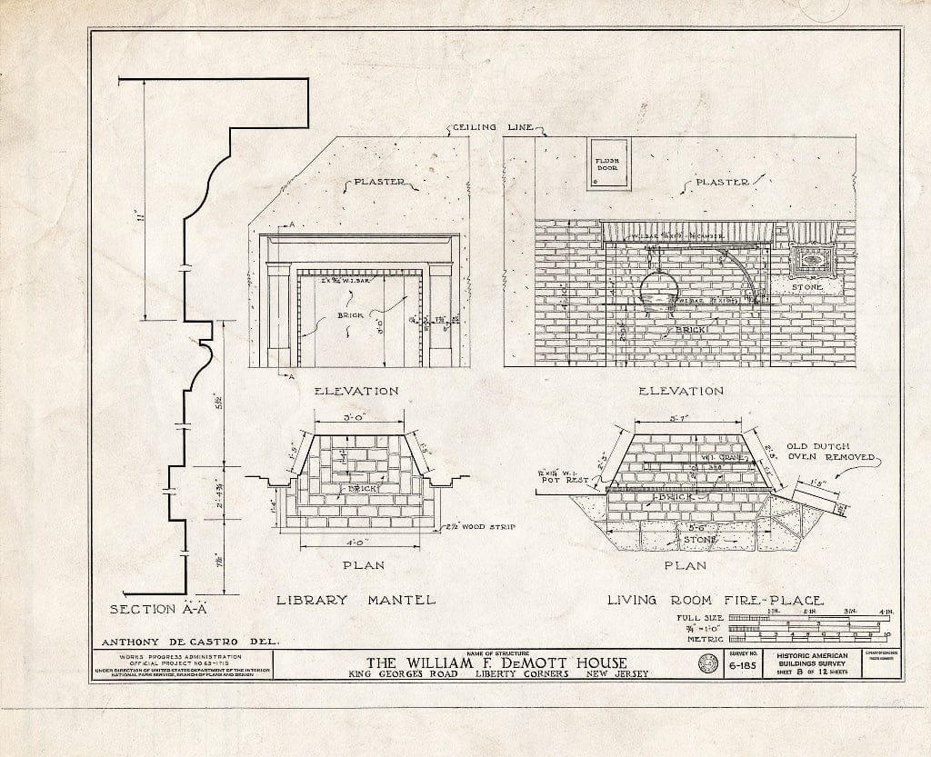 Blueprint HABS NJ,18-LIBCO,1- (Sheet 8 of 12) - William F. De Mott House, Valley Road, Liberty Corner, Somerset County, NJ