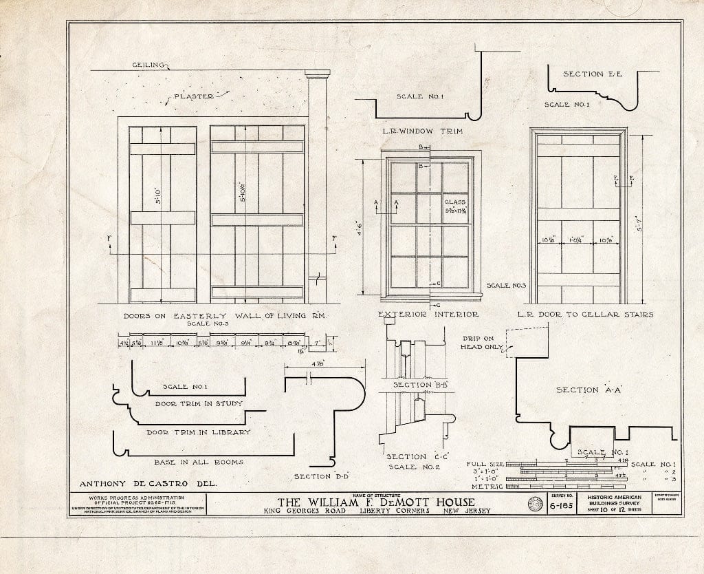 Blueprint HABS NJ,18-LIBCO,1- (Sheet 10 of 12) - William F. De Mott House, Valley Road, Liberty Corner, Somerset County, NJ