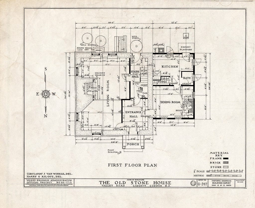 Blueprint HABS NJ,18-LIBCO,2- (Sheet 6 of 11) - Compton House, Valley Road, Liberty Corner, Somerset County, NJ