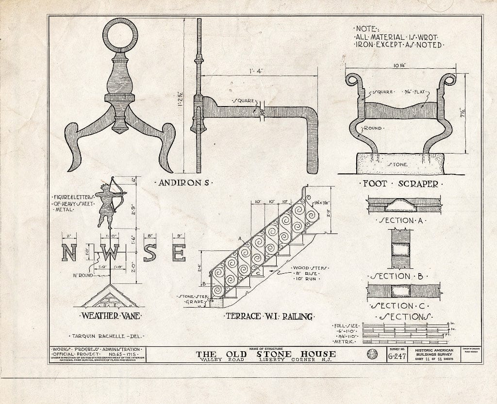 Blueprint HABS NJ,18-LIBCO,2- (Sheet 11 of 11) - Compton House, Valley Road, Liberty Corner, Somerset County, NJ