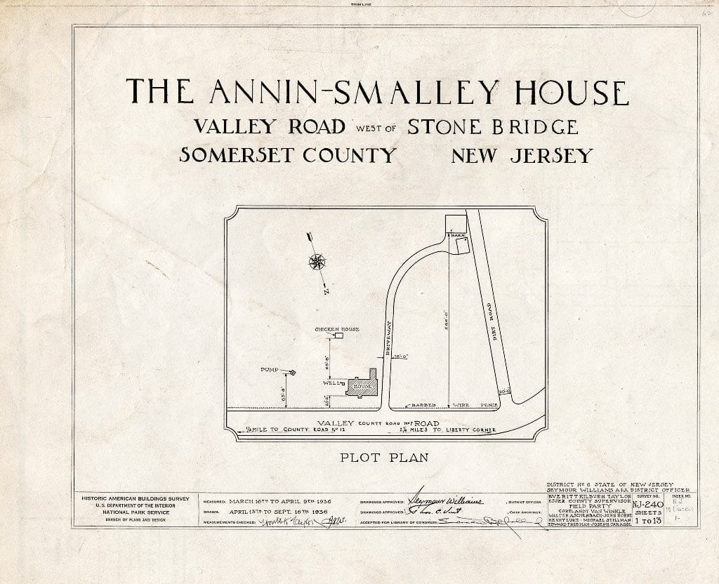 Blueprint HABS NJ,18-LIBCO.V,1- (Sheet 0 of 13) - Annin-Smalley House, Valley Road, Liberty Corner, Somerset County, NJ