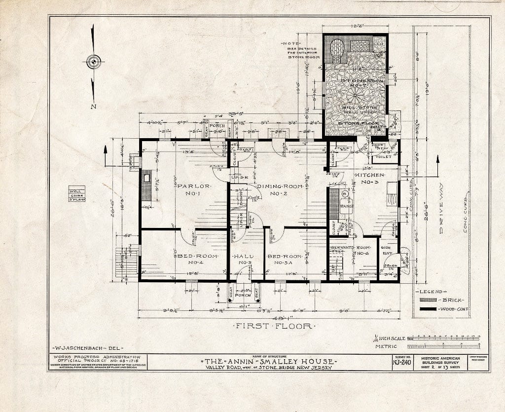 Blueprint HABS NJ,18-LIBCO.V,1- (Sheet 2 of 13) - Annin-Smalley House, Valley Road, Liberty Corner, Somerset County, NJ