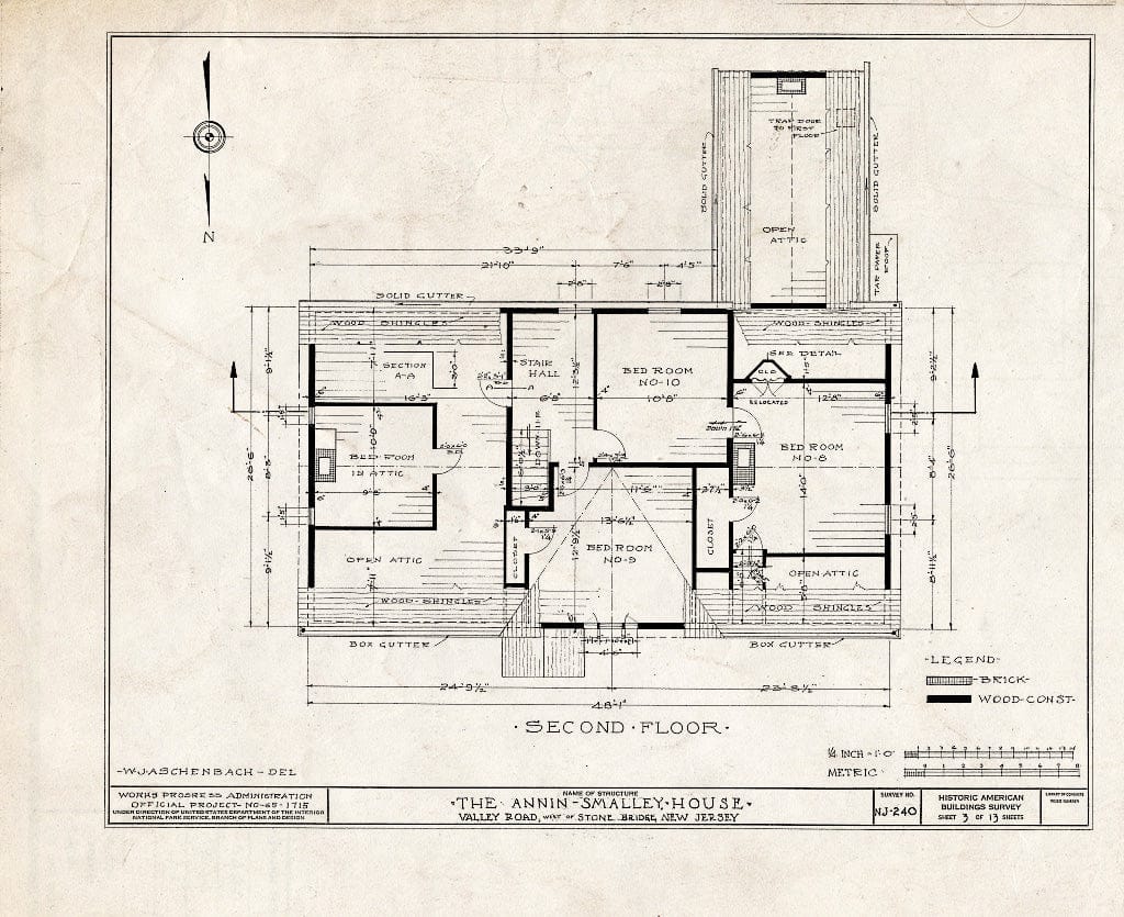 Blueprint HABS NJ,18-LIBCO.V,1- (Sheet 3 of 13) - Annin-Smalley House, Valley Road, Liberty Corner, Somerset County, NJ