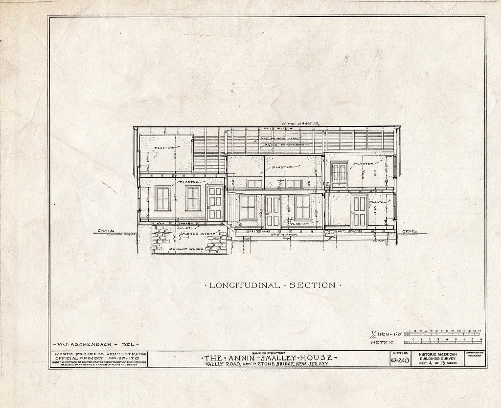 Blueprint HABS NJ,18-LIBCO.V,1- (Sheet 4 of 13) - Annin-Smalley House, Valley Road, Liberty Corner, Somerset County, NJ