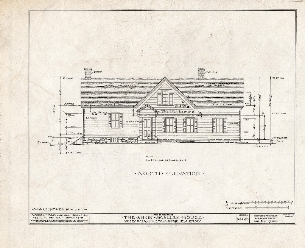 Blueprint HABS NJ,18-LIBCO.V,1- (Sheet 6 of 13) - Annin-Smalley House, Valley Road, Liberty Corner, Somerset County, NJ
